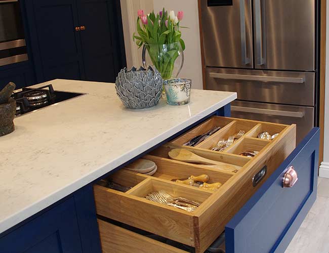 Frank Anthony Kitchens Handbuilt Handcrafted Royal Navy Little Greene Blakelidge drawer